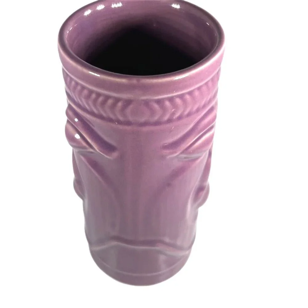 Purple Ceramic Tiki Mug Tribal Face Design Accoutrements Double side - Picture 3 of 8